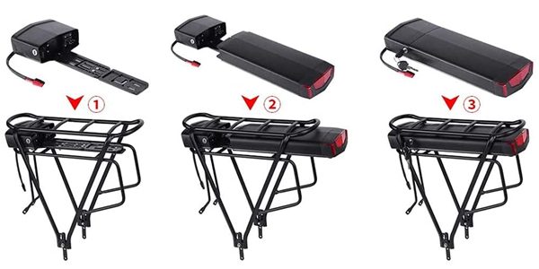 Rack rear ebike batteries